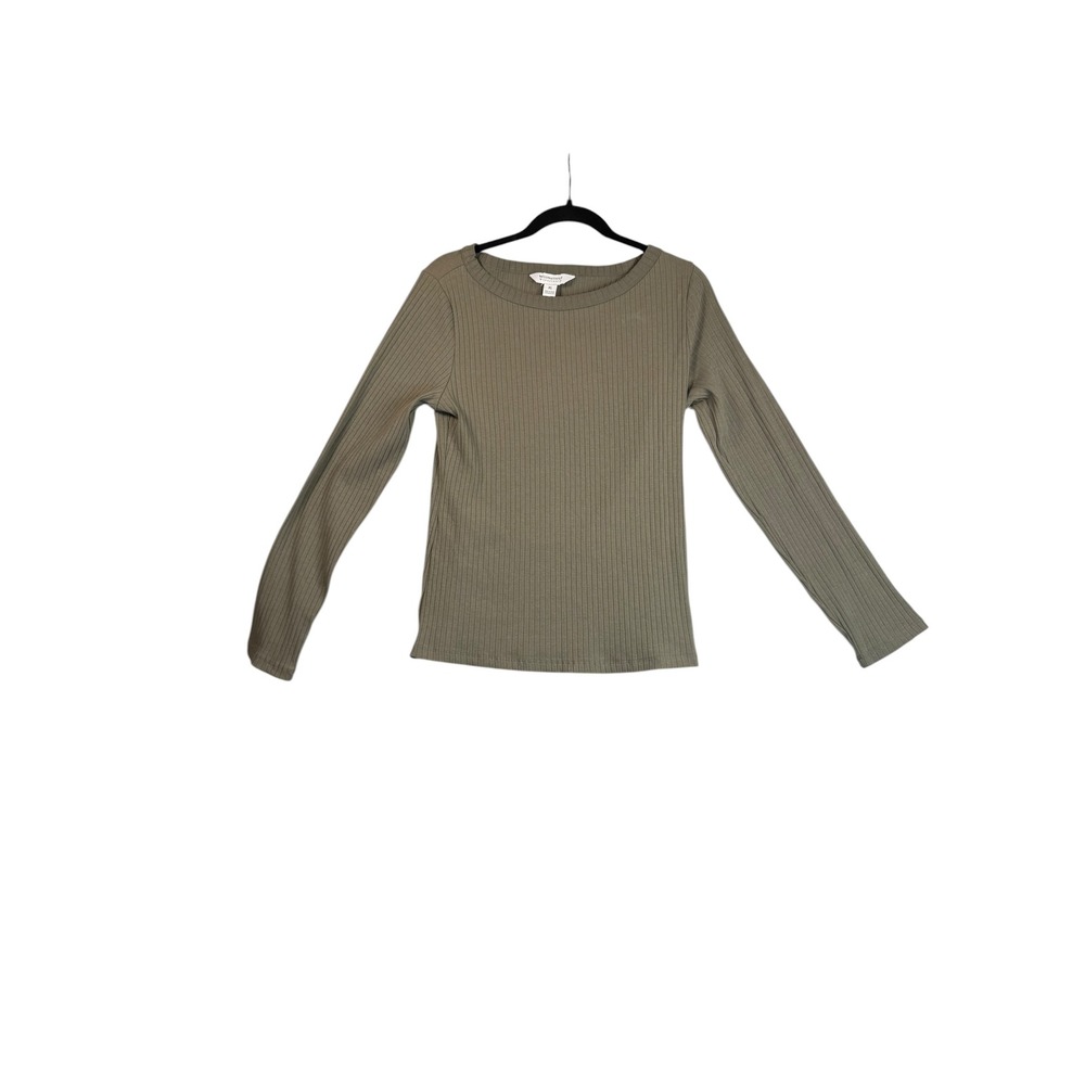 Modern Supply by Sanctuary Ribbed Long Sleeve Top‎ Olive Green Crew Neck XL